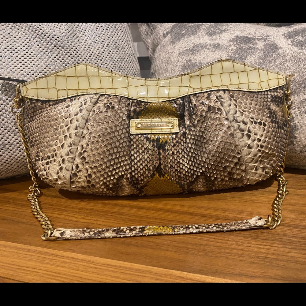 Silvano Biagini Snake Skin Purse w / Removable Gold Chain Strap